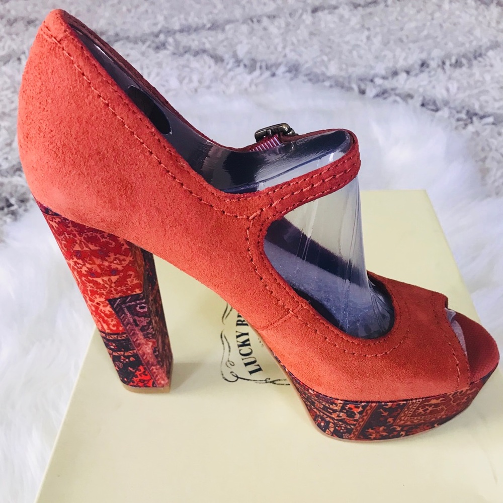 Lucky Suede Open-toe  Platform Heels